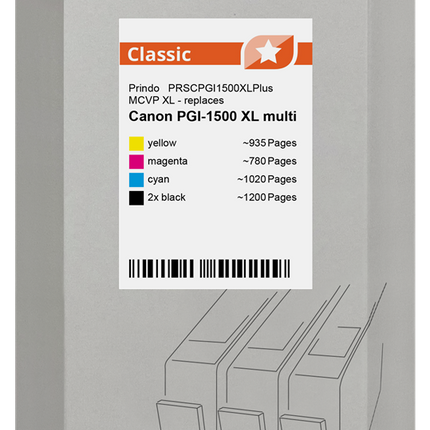 Prindo Classic XL Multipack Schwarz / Cyan / Magenta / Gelb (PRSCPGI1500XLPlus MCVP)