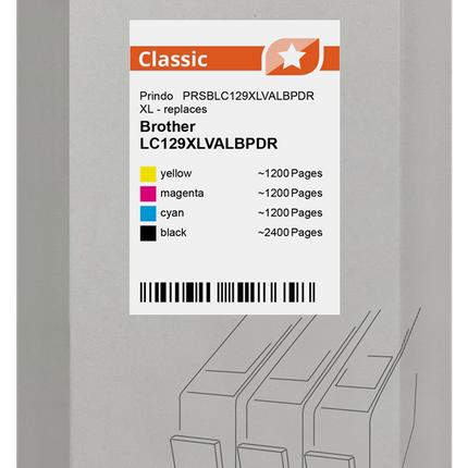 Prindo Classic XL Multipack Schwarz / Cyan / Magenta / Gelb (PRSBLC129XLVALBPDR)