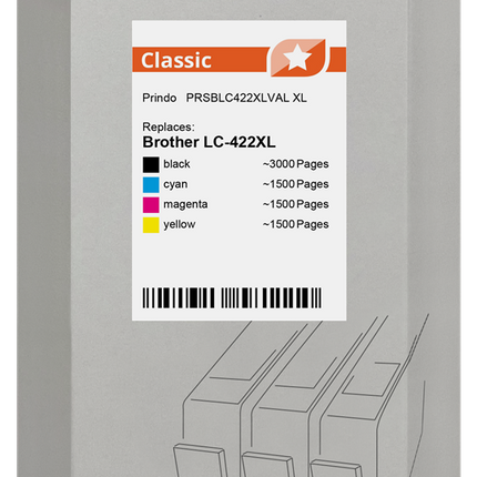 Prindo Classic XL Multipack Schwarz / Cyan / Magenta / Gelb (PRSBLC422XLVAL)