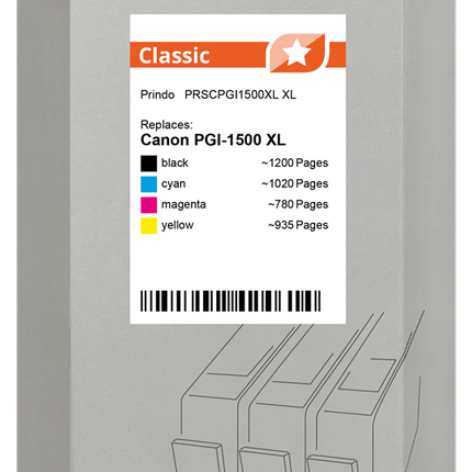 Prindo Classic XL Multipack Schwarz / Cyan / Magenta / Gelb (PRSCPGI1500XL)