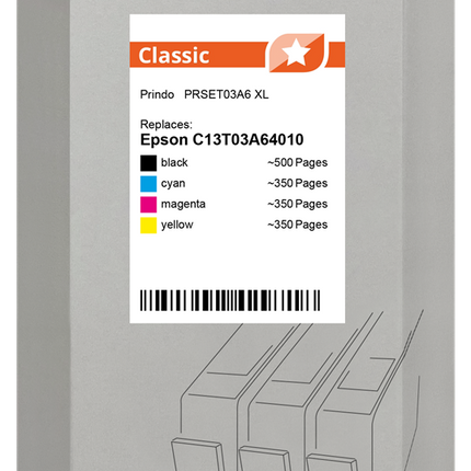 Prindo Classic XL Multipack Schwarz / Cyan / Magenta / Gelb (PRSET03A6)