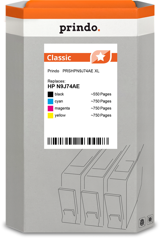 Prindo Classic XL Multipack Schwarz / Cyan / Magenta / Gelb (PRSHPN9J74AE)