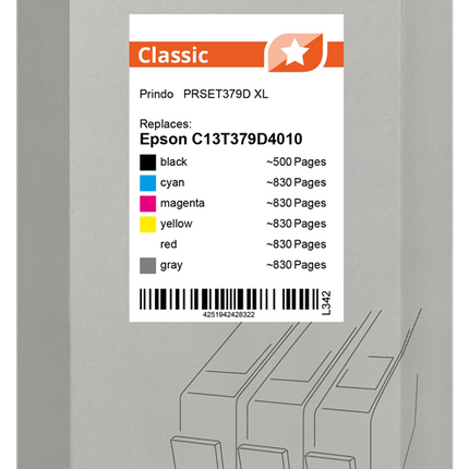 Prindo Classic XL Multipack Schwarz / Cyan / Magenta / Gelb / Rot / Grau