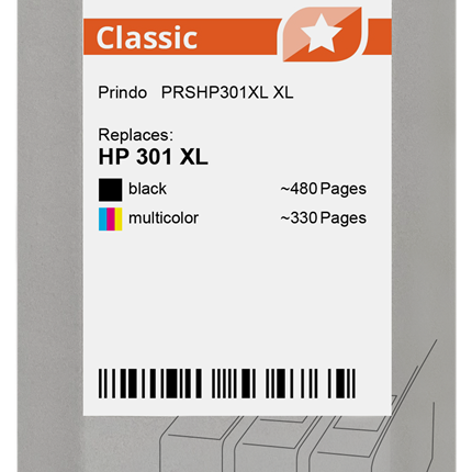 Prindo Classic XL Multipack Schwarz / mehrere Farben (PRSHP301XL)