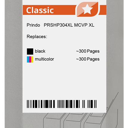 Prindo Classic XL Multipack Schwarz / mehrere Farben (PRSHP304XL MCVP)