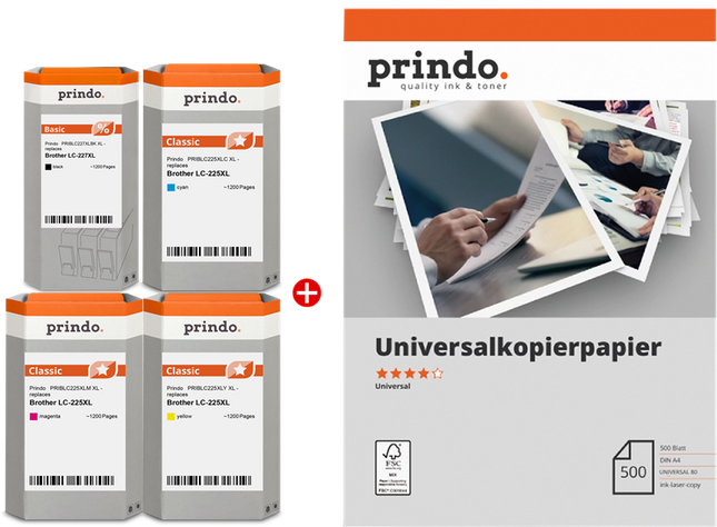 Prindo Classic XL Schwarz / Cyan / Magenta / Gelb Value Pack PRSBLC227XL_225XL MCVP