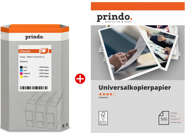 Prindo Classic XL Schwarz / Cyan / Magenta / Gelb Value Pack