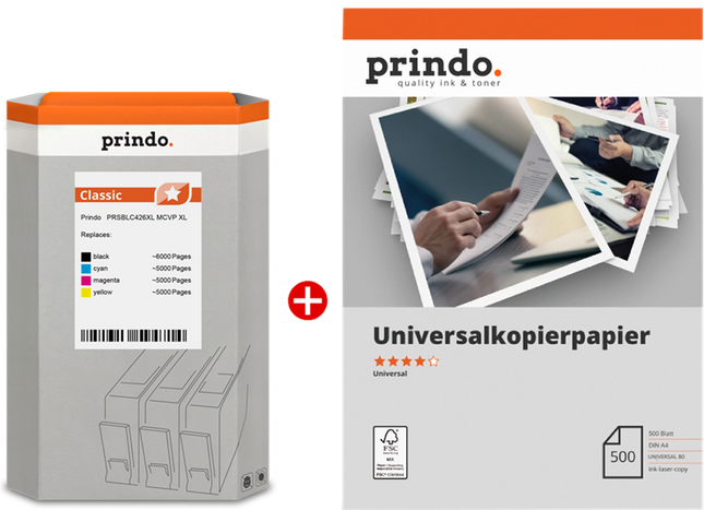 Prindo Classic XL Schwarz / Cyan / Magenta / Gelb / Weiss Value Pack