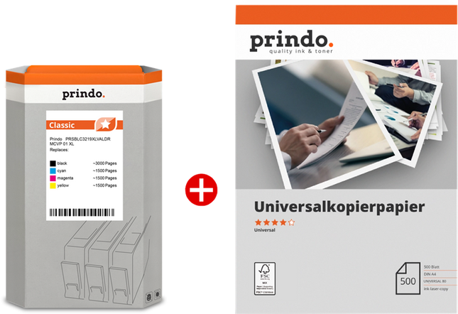 Prindo Classic XL Schwarz / Cyan / Magenta / Gelb / Weiss Value Pack