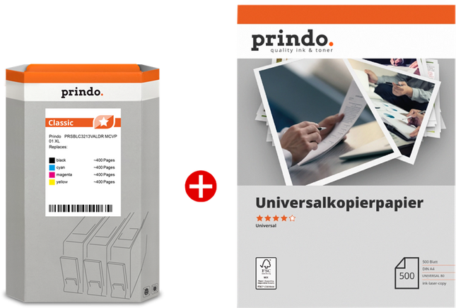 Prindo Classic XL Schwarz / Cyan / Magenta / Gelb / Weiss Value Pack