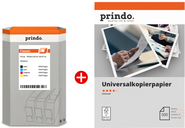 Prindo Classic XL Schwarz / Cyan / Magenta / Gelb / Weiss Value Pack