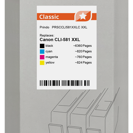 Prindo Classic XXL Multipack Schwarz / Cyan / Magenta / Gelb (PRSCCLI581XXLC)