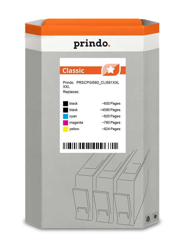 Prindo Classic XXL Multipack Schwarz / Schwarz / Cyan / Magenta / Gelb (PRSCPGI580_CLI581XXL)