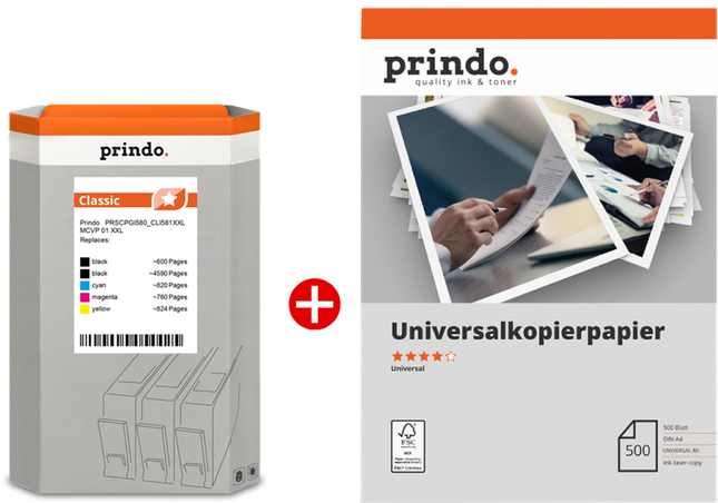 Prindo Classic XXL Schwarz / Schwarz / Cyan / Magenta / Gelb / Weiss Value Pack