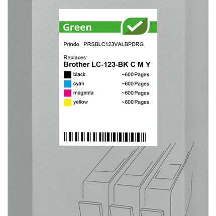 Prindo Green Multipack Schwarz / Cyan / Magenta / Gelb (PRSBLC123VALBPDRG)