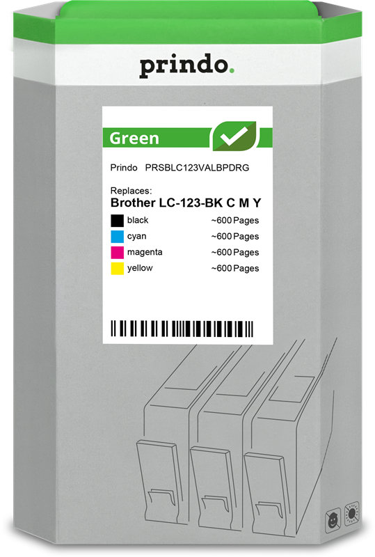 Prindo Green Multipack Schwarz / Cyan / Magenta / Gelb (PRSBLC123VALBPDRG)