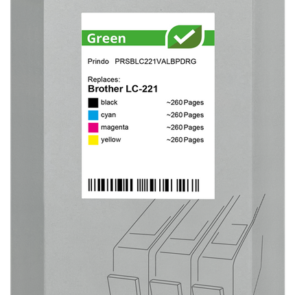 Prindo Green Multipack Schwarz / Cyan / Magenta / Gelb (PRSBLC221VALBPDRG)