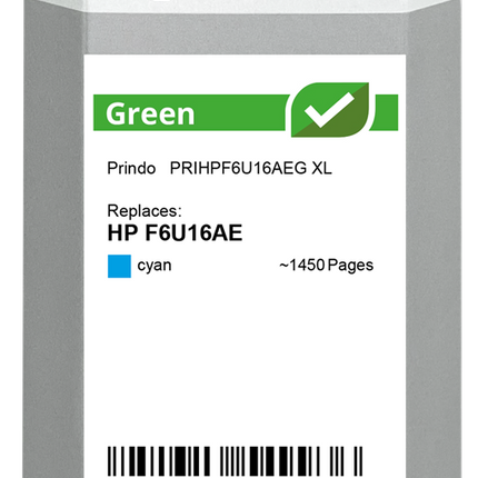 Prindo Green XL Cyan Druckerpatrone PRIHPF6U16AEG