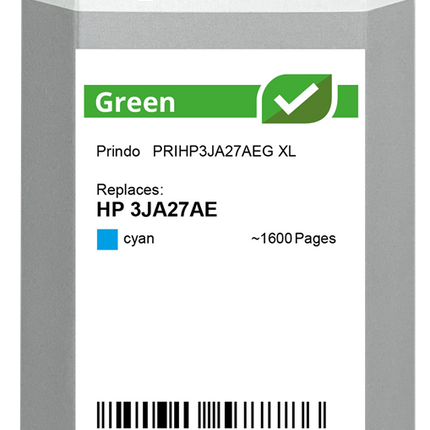 Prindo Green XL Cyan Druckerpatrone PRIHP3JA27AEG
