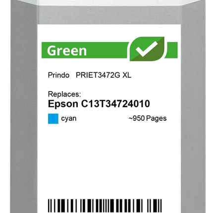 Prindo Green XL Cyan Druckerpatrone PRIET3472G