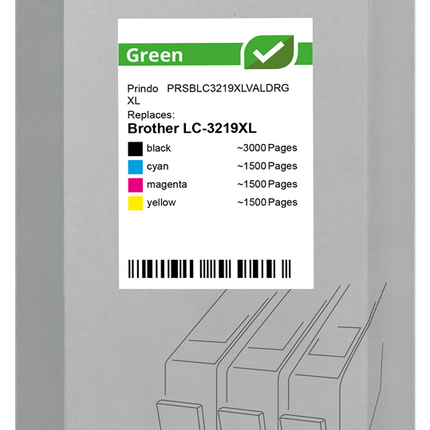 Prindo Green XL Multipack Schwarz / Cyan / Magenta / Gelb (PRSBLC3219XLVALDRG)