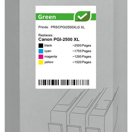 Prindo Green XL Multipack Schwarz / Cyan / Magenta / Gelb (PRSCPGI2500XLG)