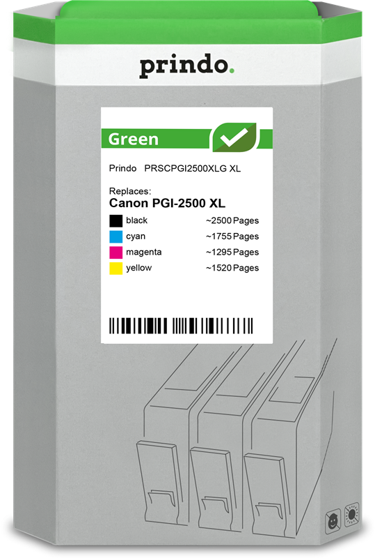 Prindo Green XL Multipack Schwarz / Cyan / Magenta / Gelb (PRSCPGI2500XLG)