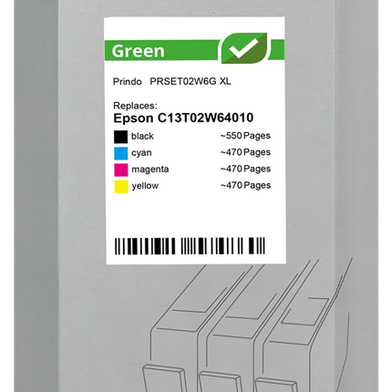 Prindo Green XL Multipack Schwarz / Cyan / Magenta / Gelb (PRSET02W6G)