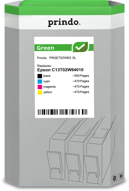 Prindo Green XL Multipack Schwarz / Cyan / Magenta / Gelb (PRSET02W6G)