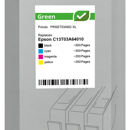 Prindo Green XL Multipack Schwarz / Cyan / Magenta / Gelb (PRSET03A6G)