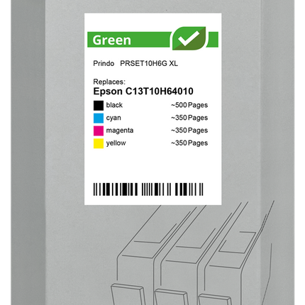Prindo Green XL Multipack Schwarz / Cyan / Magenta / Gelb (PRSET10H6G)