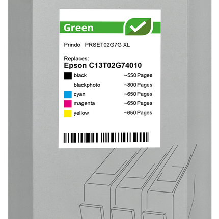 Prindo Green XL Multipack Schwarz / Schwarz (Foto) / Cyan / Magenta / Gelb