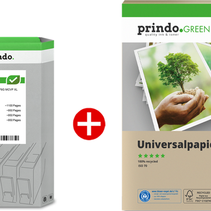 Prindo Green XL Schwarz / Cyan / Magenta / Gelb / rauchweiß Value Pack