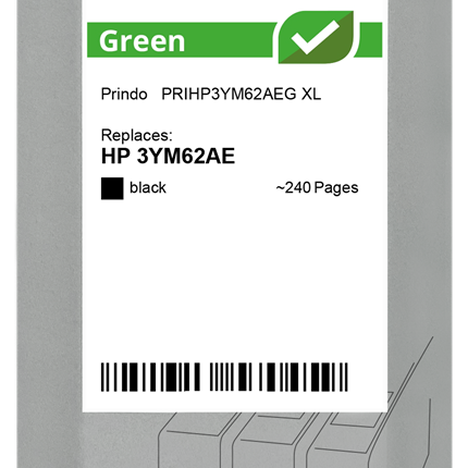 Prindo Green XL Schwarz Druckerpatrone PRIHP3YM62AEG