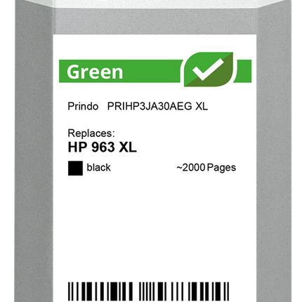 Prindo Green XL Schwarz Druckerpatrone PRIHP3JA30AEG