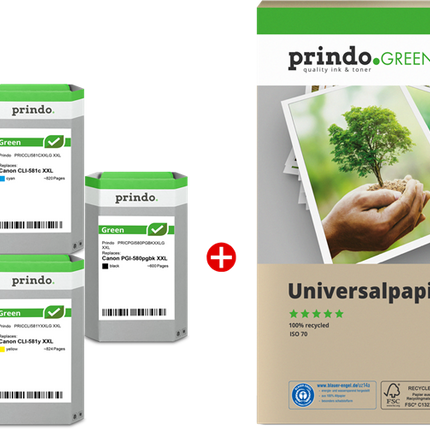 Prindo Green XXL Schwarz / Cyan / Magenta / Gelb Value Pack
