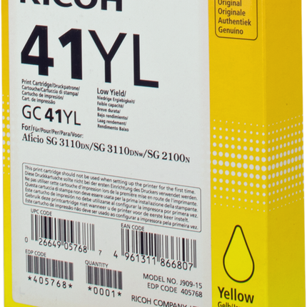 Ricoh Gel Patrone GC41YL Gelb