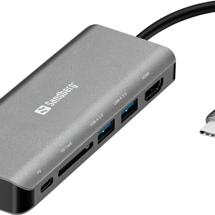 Sandberg Dockingstation USB-C, HDMI+LAN+SD+USB100W grey