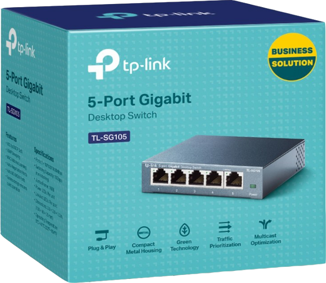 TP-Link 5-Port Gigabit Switch Metallgehäuse Schwarz
