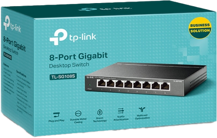 TP-Link 8-Port Gigabit Switch Metallgehäuse Schwarz