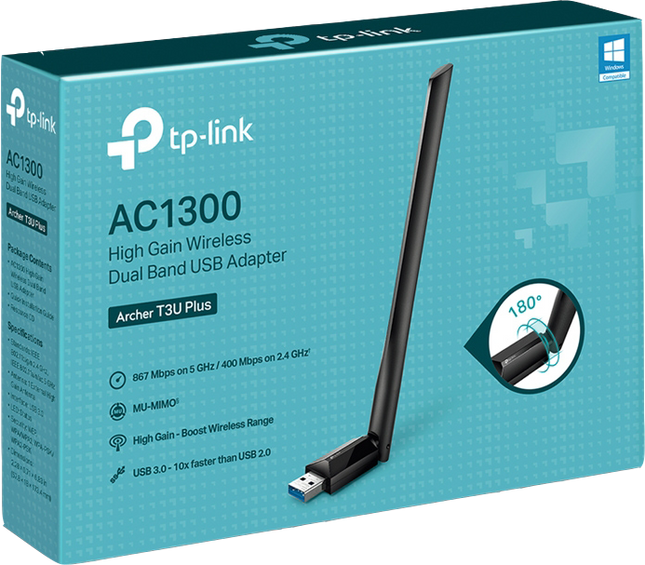 TP-Link AC1300-High-Gain-Dualband-USB-WLAN-Adapter Schwarz