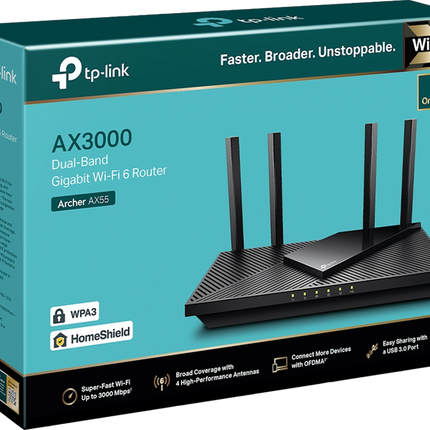 TP-Link AX3000 Dual Band Gigabit Wi-Fi 6 Router Schwarz