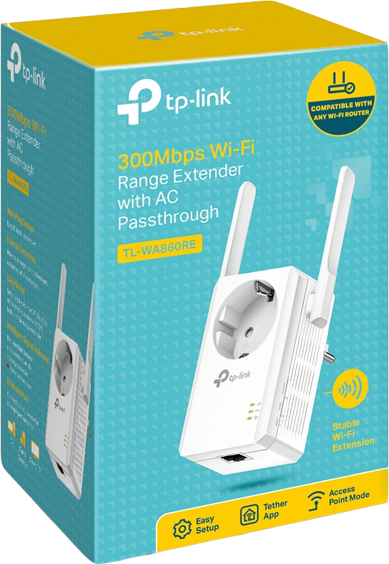 TP-Link Wi-Fi-Range-Extender Repeater mit Steckdose Weiss